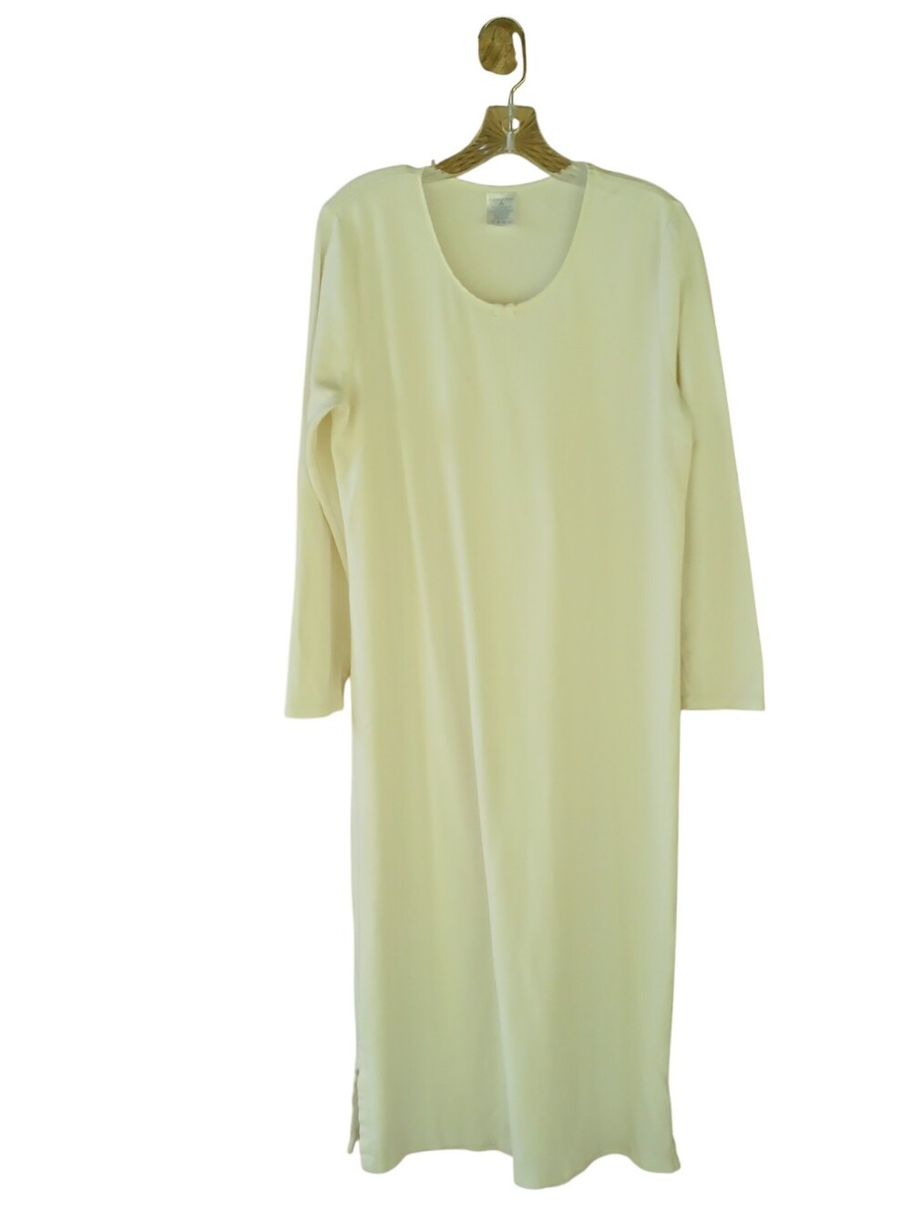 Lands' End Winter White Scoop Neck Long Sleeved Maxi Night Shirt Medium